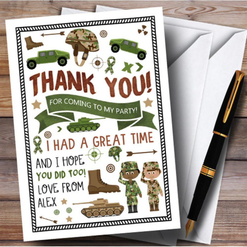 Camouflage Army Soldier Party Thank You Cards – The Card Zoo