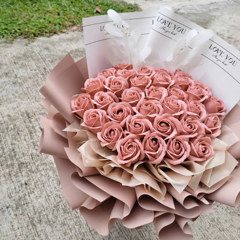 Cappuccino Artificial Soap Flower Bouquet (Klang Valley Delivery Only)