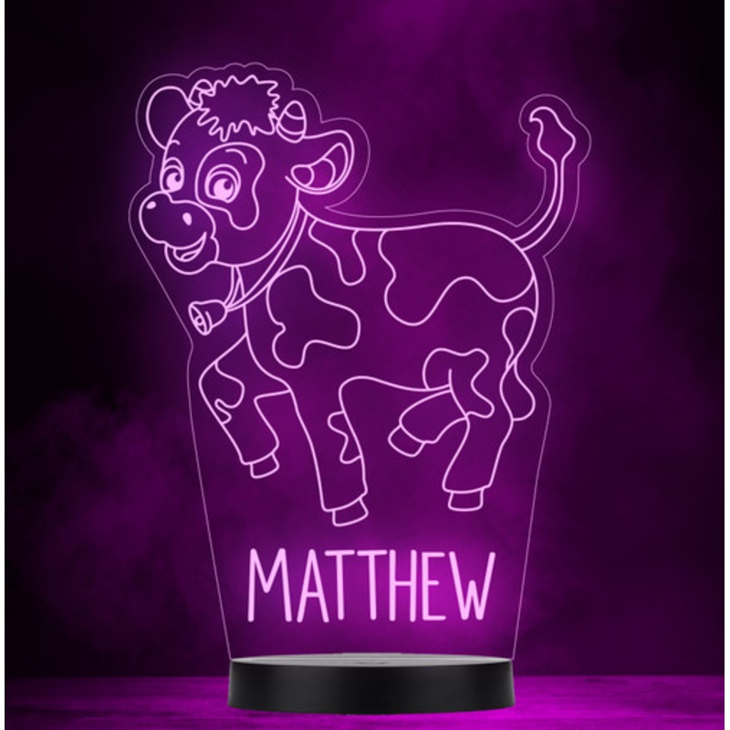 Cow Bell Farm Animals Cute Personalised Gift Colour Change Led Lamp Night Light – The Card Zoo