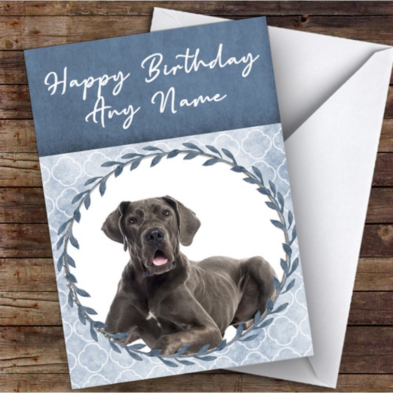 Great Dane Dog Blue Animal Personalised Birthday Card – The Card Zoo