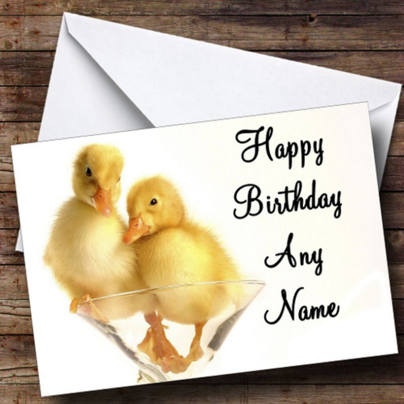 Little Ducklings In A Glass Personalised Birthday Card – The Card Zoo
