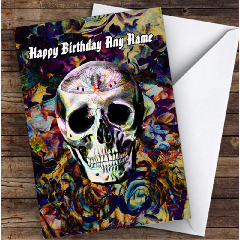 Skull Gothic Butterfly Floral Personalised Birthday Card – The Card Zoo