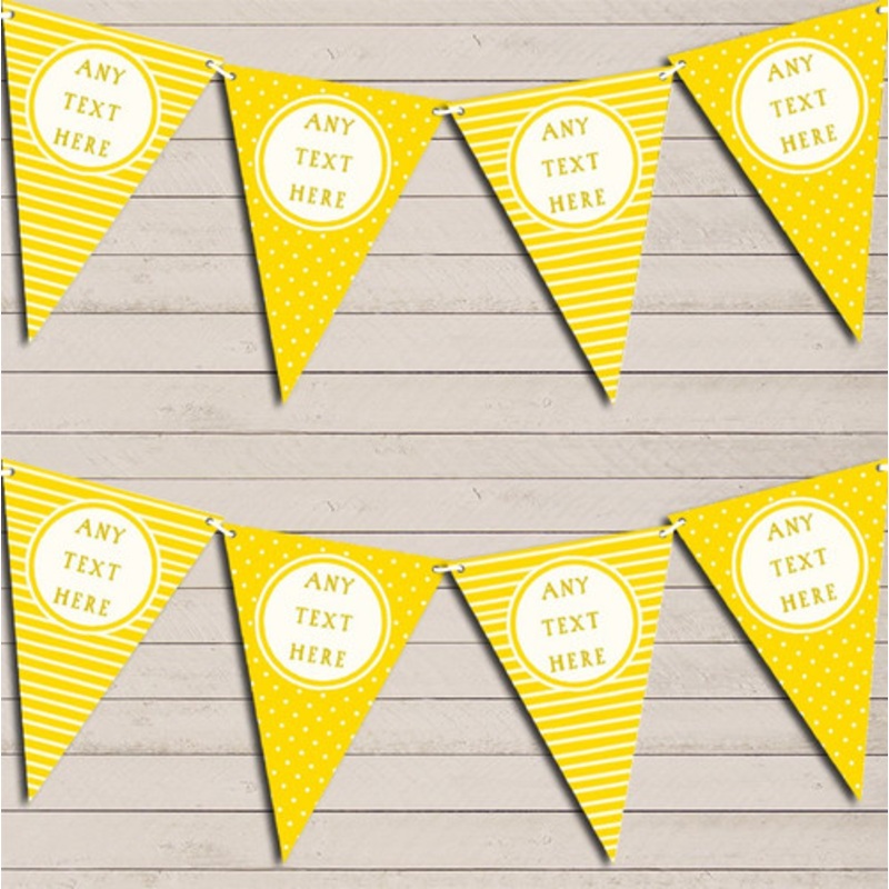 Stripes and Polka Dot Yellow Personalised Birthday Bunting – The Card Zoo
