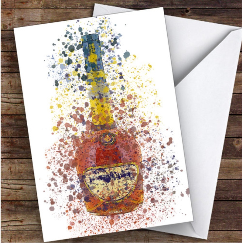 Watercolour Splatter Cognac Brandy Bottle Personalised Birthday Card – The Card Zoo