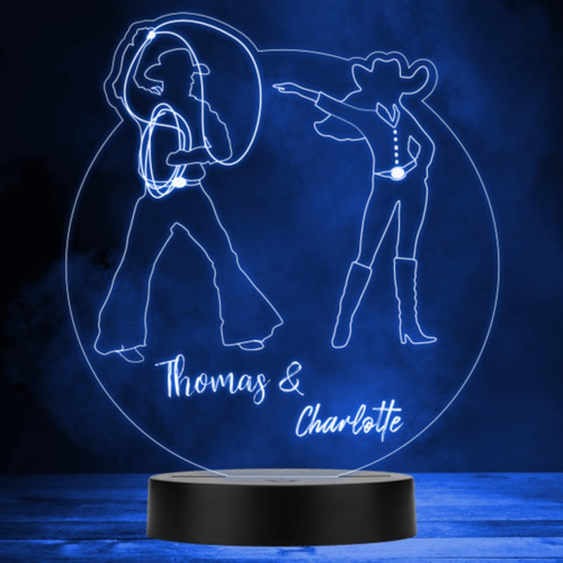 Cowboy and Cowgirl Lassos Multicolour Personalised Gift LED Lamp Night Light – The Card Zoo