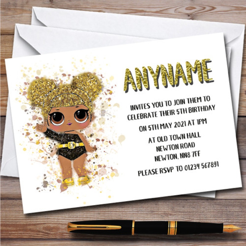 Queen Bee Surprise Lol Doll Splatter Art Children’s Birthday Party Invitations – The Card Zoo