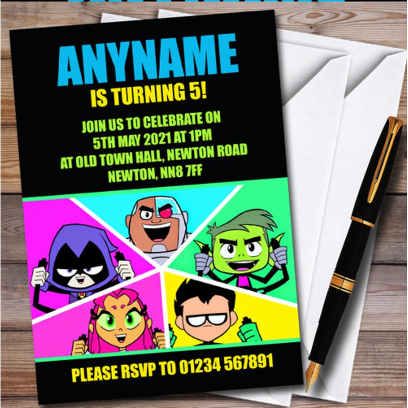 Teen Titans Go! Personalised Children’s Kids Birthday Party Invitations – The Card Zoo