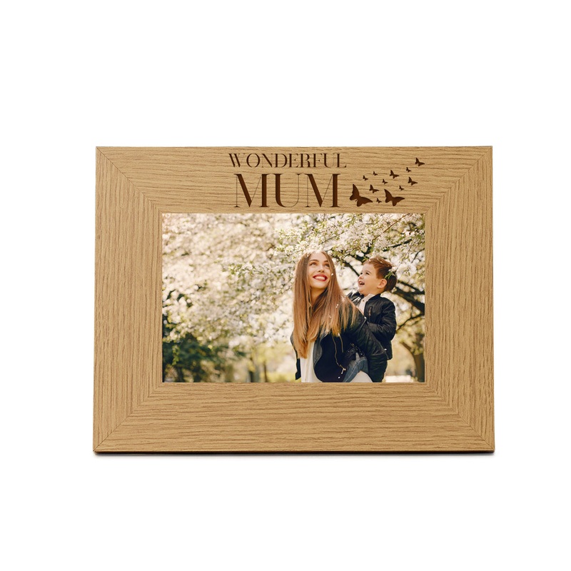 Wholesale Pack of 5 – Mum Butterfly Gift Wooden Engraved Photo Frame