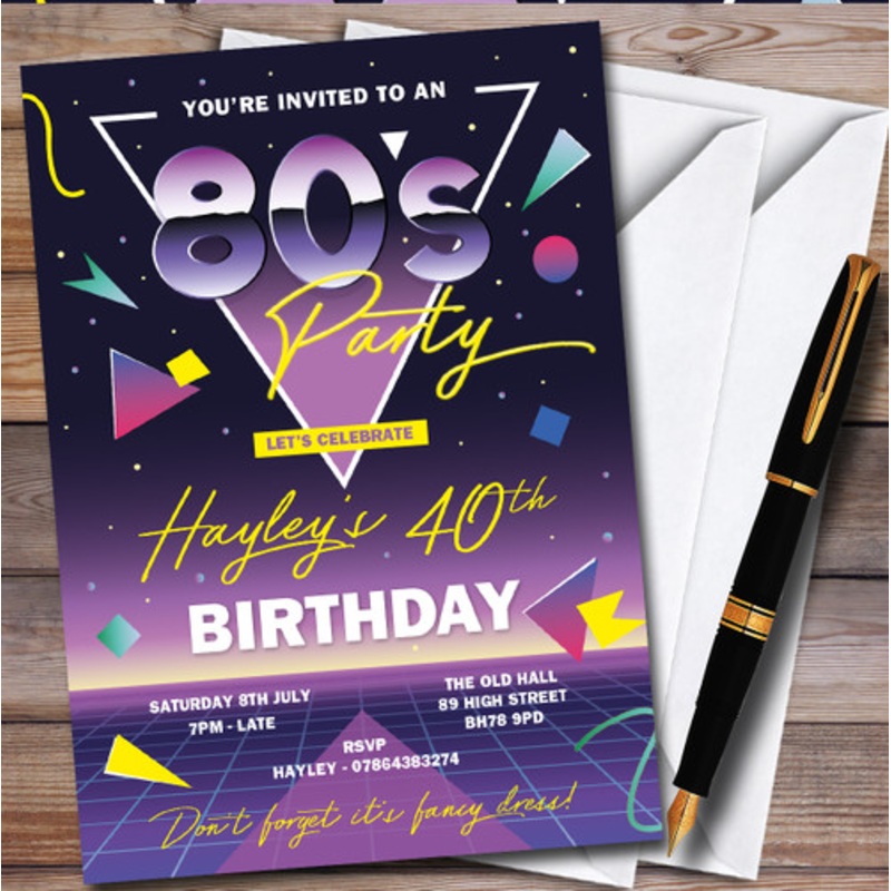 80’S Retro 1980’S Personalised Birthday Party Invitations – The Card Zoo