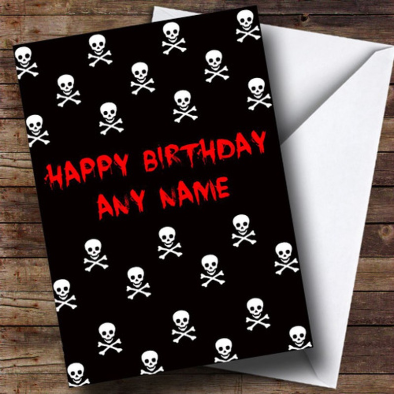 Black and White Skull And Crossbones Card Personalised Birthday Card – The Card Zoo