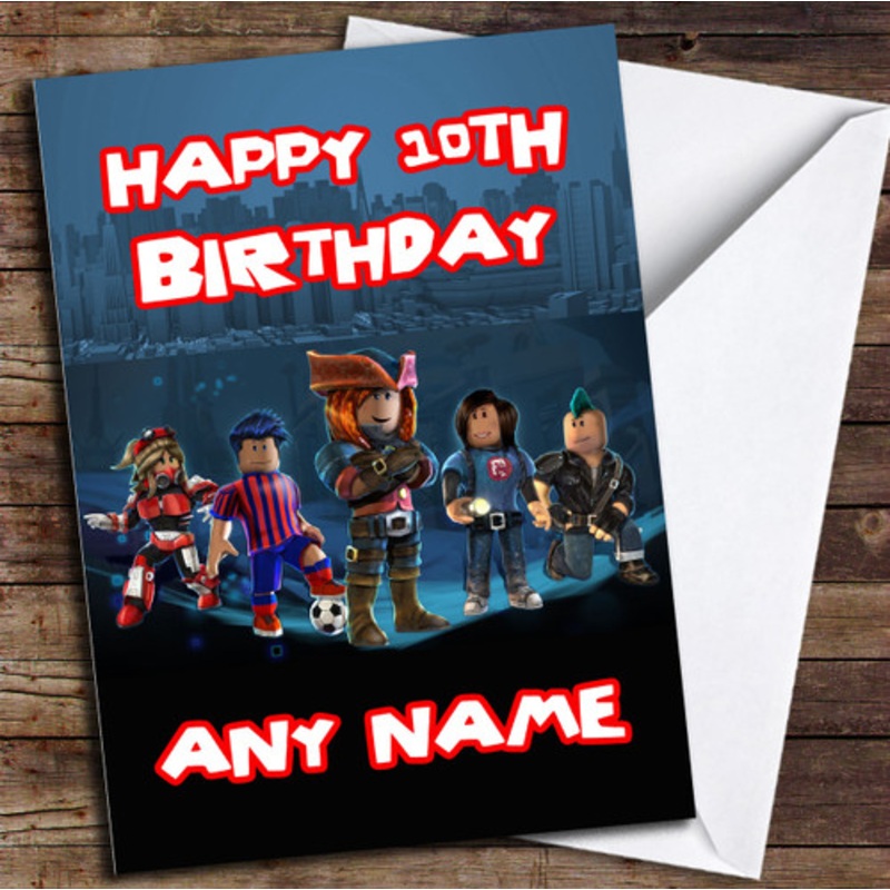 Blue Roblox Personalised Birthday Card – The Card Zoo