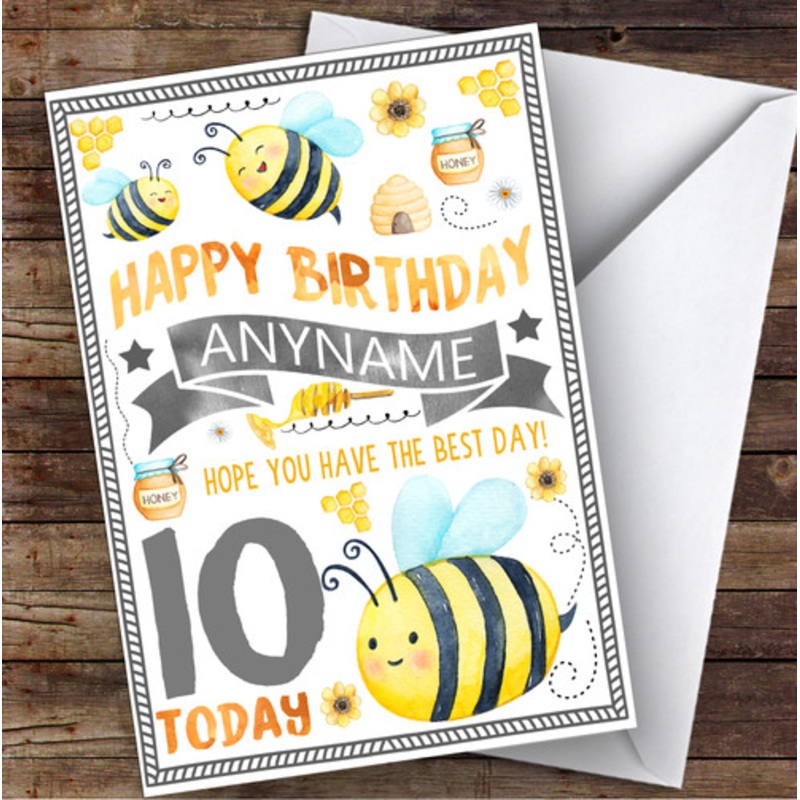 Busy Bumble Bee Any Age and Name Personalised Children’s Birthday Card – The Card Zoo