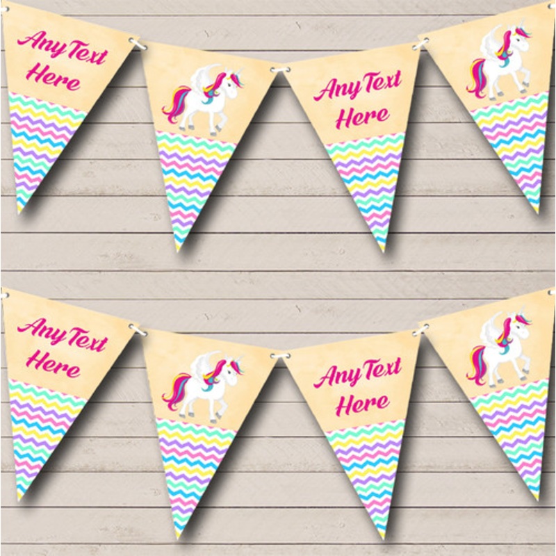 Colourful Chevrons Unicorn Personalised Children’s Party Bunting – The Card Zoo