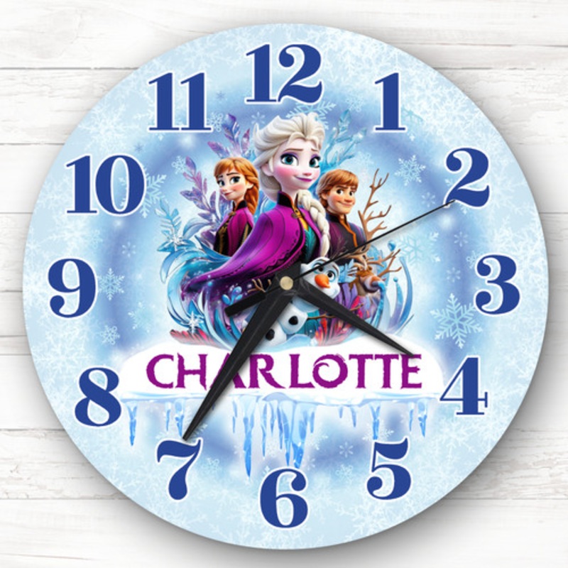 Elsa Anna Olaf Kristoff Frozen Personalised Gift For Kid’s Bedroom Clock – The Card Zoo
