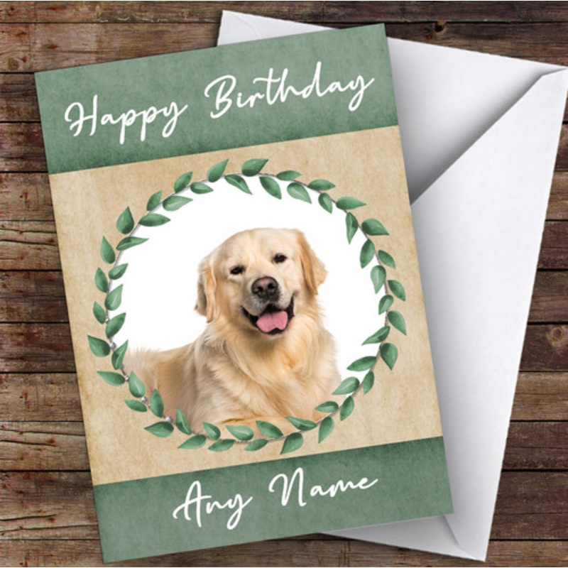Golden Retriever Dog Green Animal Personalised Birthday Card – The Card Zoo