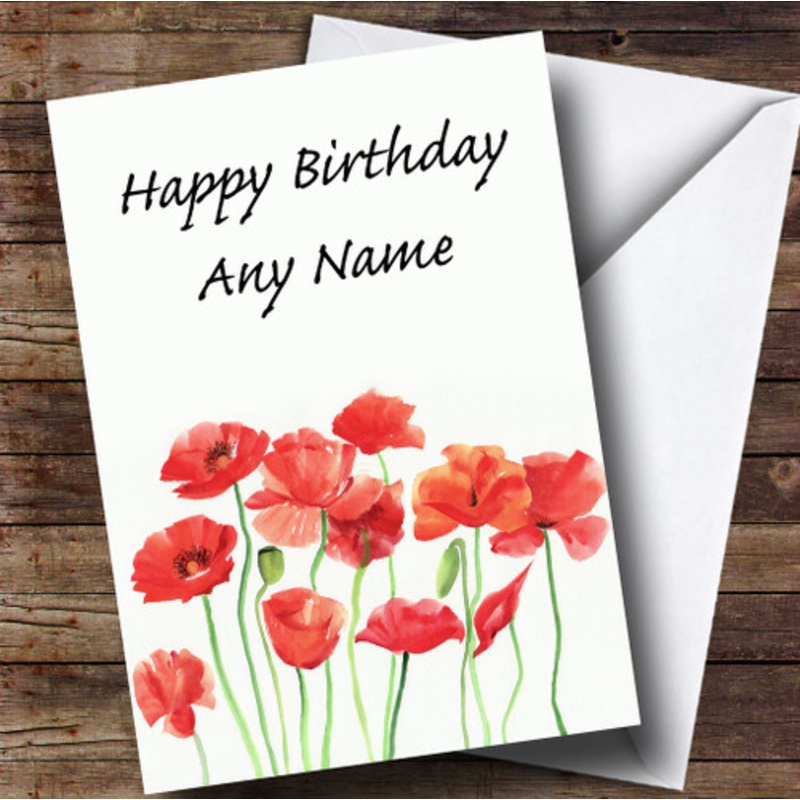 Poppy Flowers Floral Personalised Birthday Card – The Card Zoo