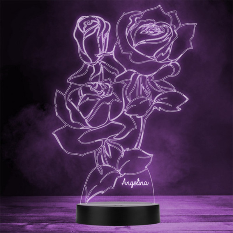 Roses Flowers Pretty Bunch Personalised Gift Colour Change LED Lamp Night Light – The Card Zoo