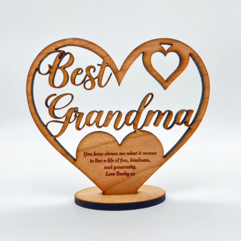 Best Grandma Birthday Mother’s Day Heart Engraved Keepsake Personalised Gift – The Card Zoo
