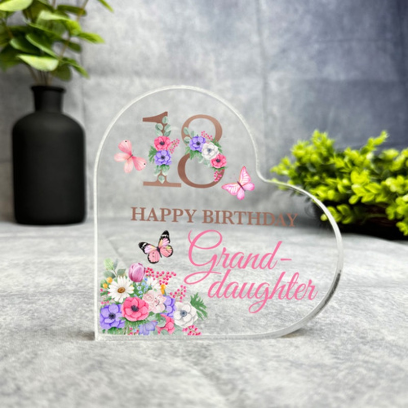 Granddaughter 18th Pink Purple Happy Birthday Present Heart Plaque Keepsake Gift – The Card Zoo