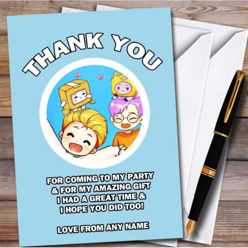 Lankybox Justin and Adam Blue Children’s Birthday Party Thank You Cards – The Card Zoo