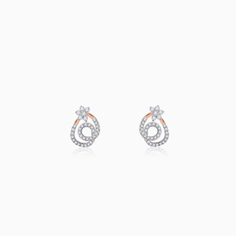 Rose Gold Twist of Grace Diamond Earrings