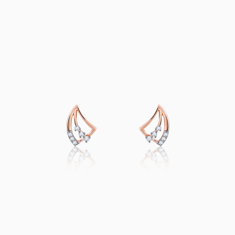 Rose Gold Wayfarer Diamond Earrings