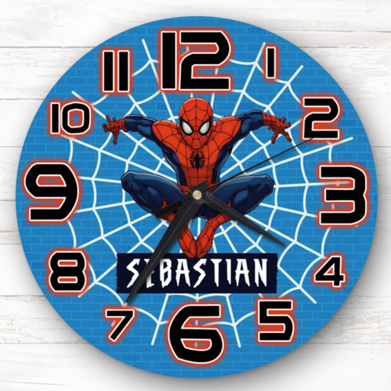 Spiderman Cobweb Personalised Gift For Kid’s Bedroom Clock – The Card Zoo