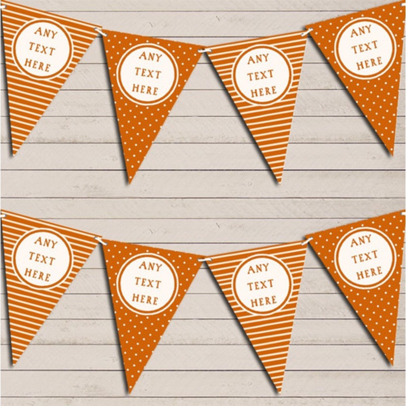 Stripes and Polka Dot Orange Personalised Birthday Bunting – The Card Zoo