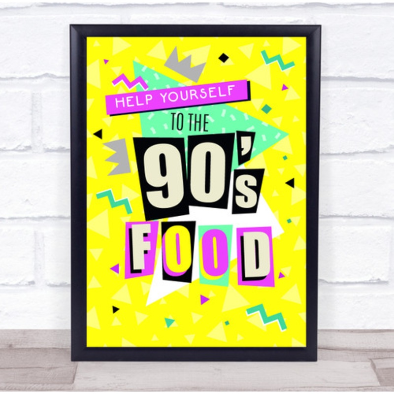 1990 90’s Yellow Retro Birthday Food Personalised Event Party Decoration Sign – The Card Zoo