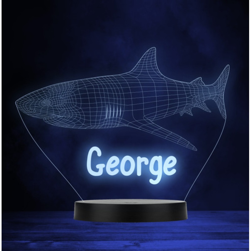 3D Effect Shark Sealife Personalised Gift Colour Changing Led Lamp Night Light – The Card Zoo