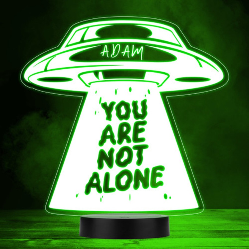 Alien Spaceship UFO You Are Not Alone Led Lamp Personalised Gift Night Light – The Card Zoo
