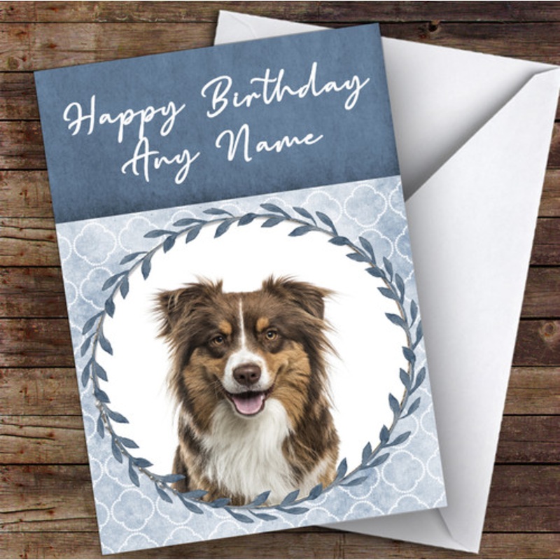 Australian Shepherd Dog Blue Animal Personalised Birthday Card – The Card Zoo