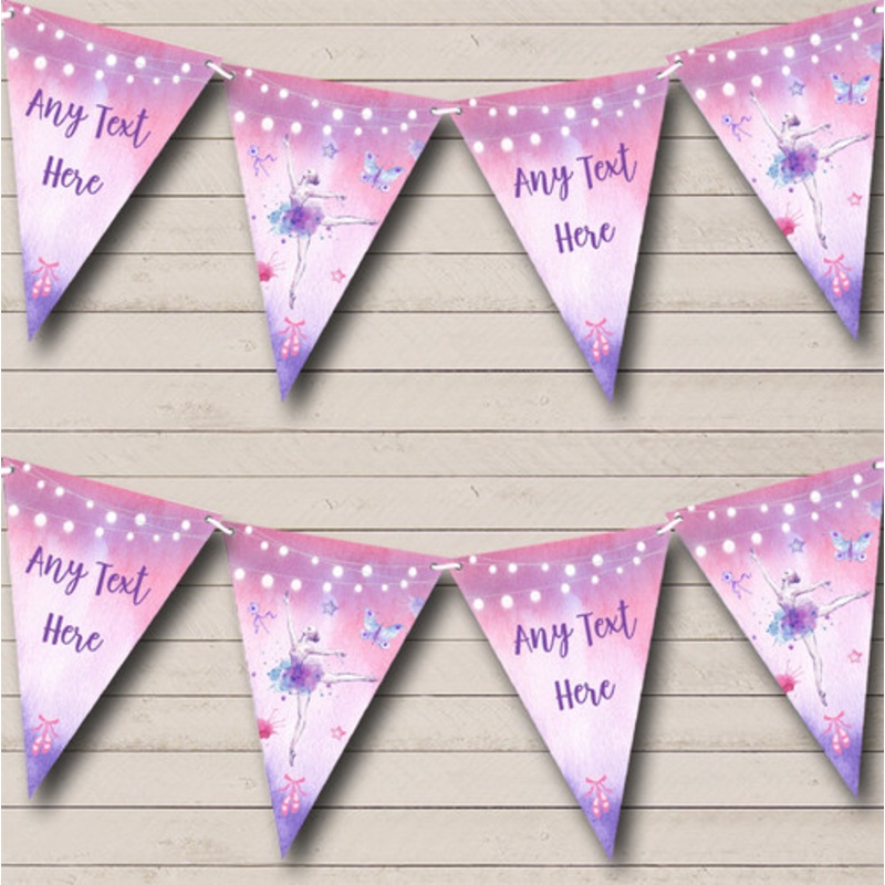 Ballerina Ballet Pink Purple Personalised Children’s Party Bunting – The Card Zoo