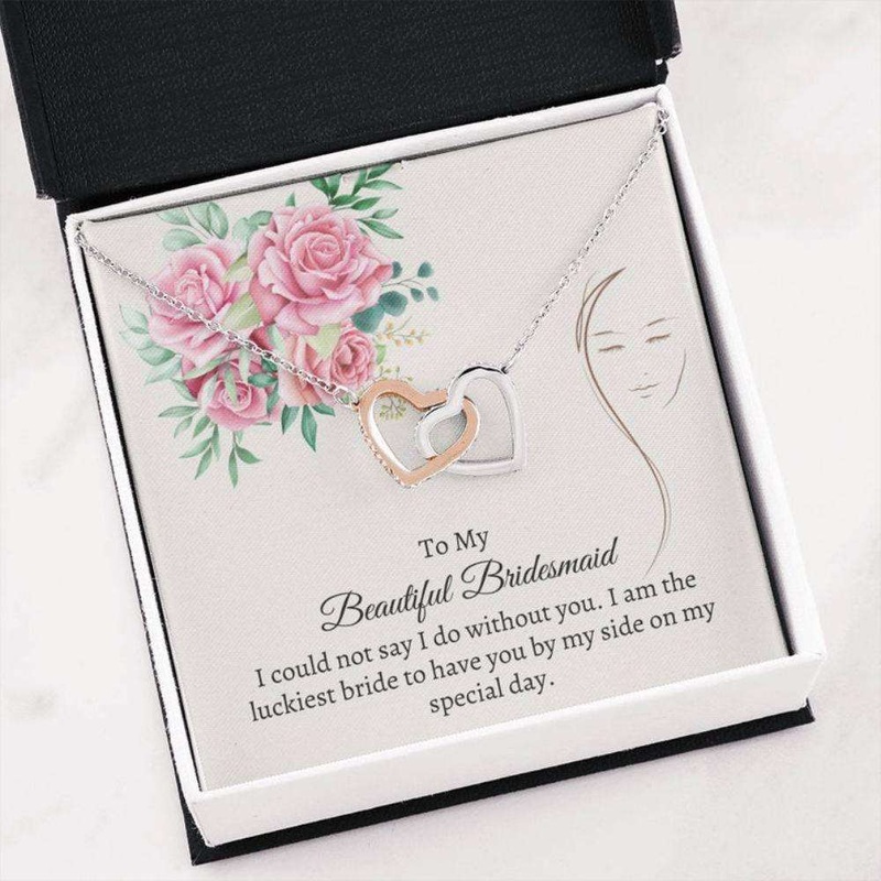 Best Friend Necklace, Best Bridesmaid Gift  Thanks From Bride  Wedding Party Gift  Bridesmaid Necklace  Card For Bridesmaid