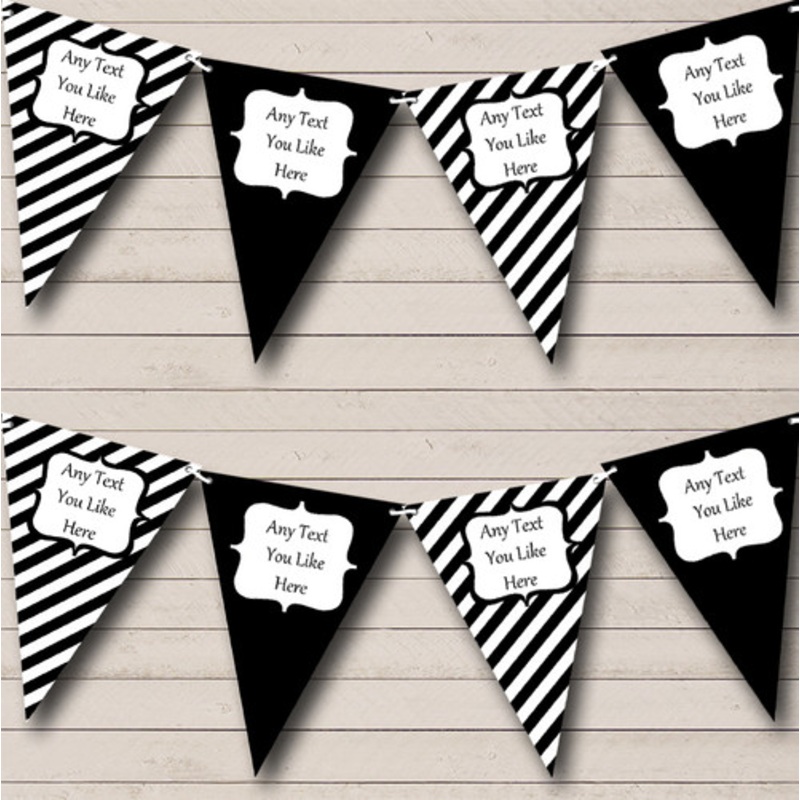 Black And White Stripes Personalised Birthday Party Bunting – The Card Zoo