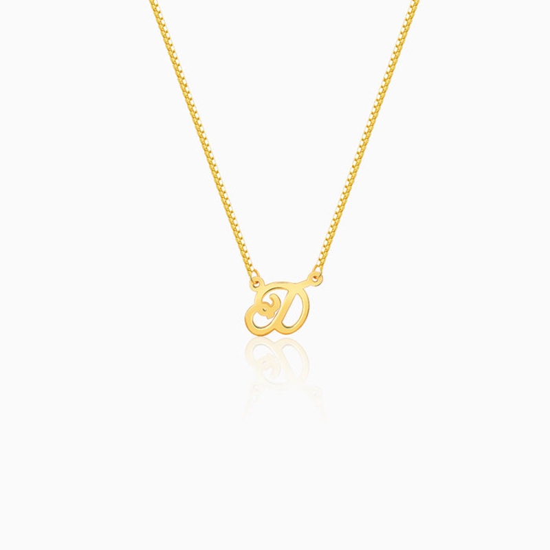 Golden Personalised Cursive Initial Necklace