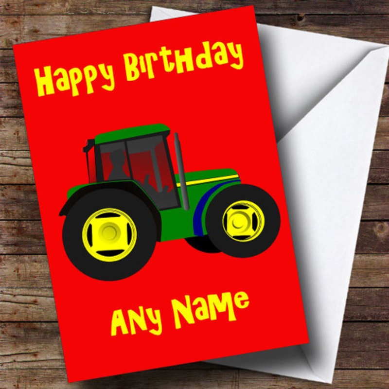 Green Tractor Personalised Birthday Card – The Card Zoo