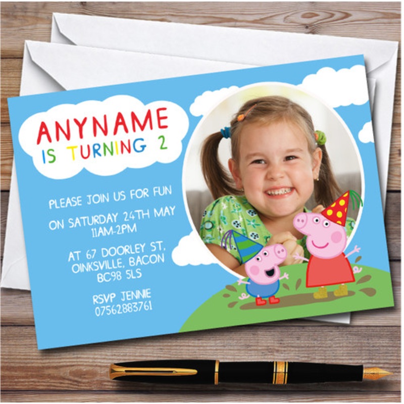 Photo Peppa Pig Personalised Children’s Kids Birthday Party Invitations – The Card Zoo