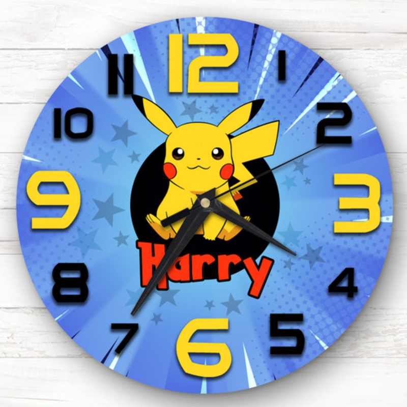 Pokemon Pikachu Personalised Gift For Kid’s Bedroom Clock – The Card Zoo