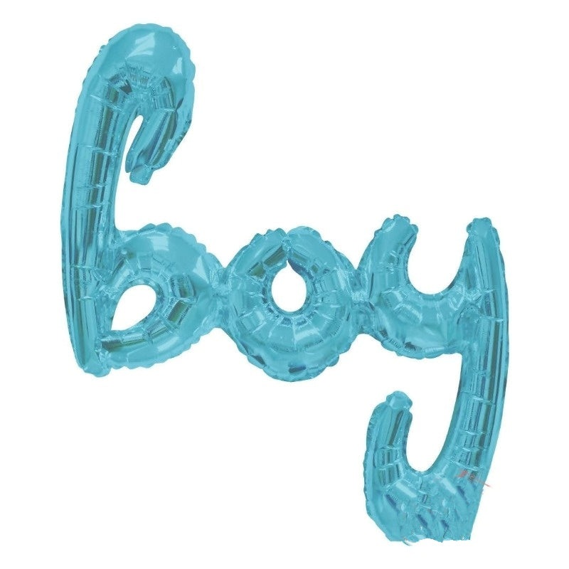 Baby Blue Boy Script – 36 inch – Air-Filled Foil Balloon