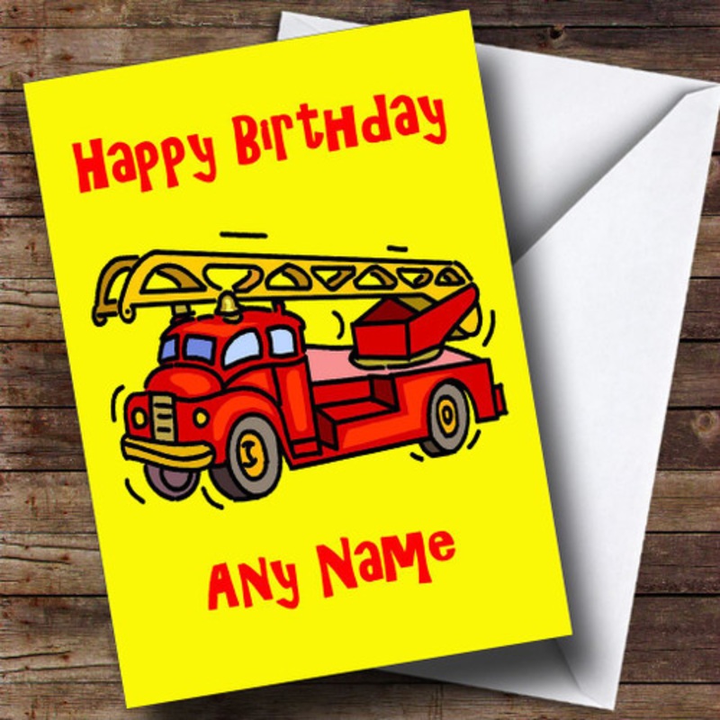 Fire Engine Personalised Birthday Card – The Card Zoo
