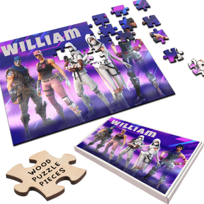 Fortnite Gaming Kids Children’s Gift Custom Personalised Wooden Jigsaw Puzzle – The Card Zoo