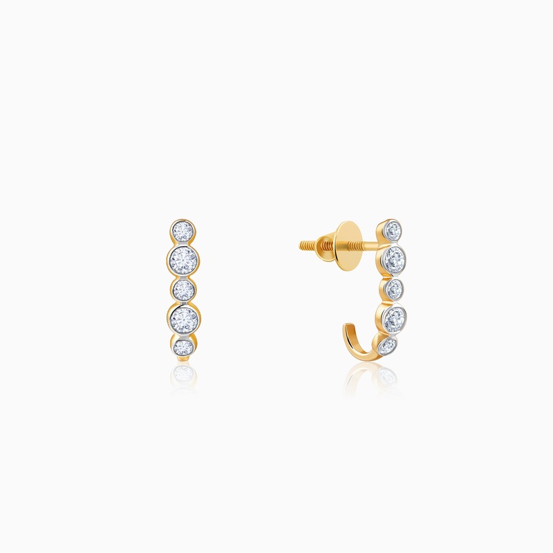 Gold Bellona J-hoop Lab Grown Diamond Earrings