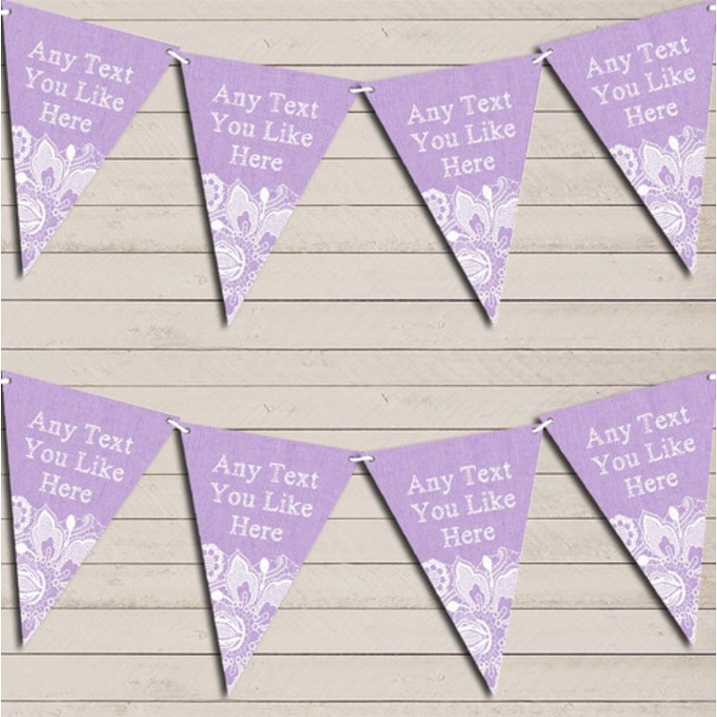 Lilac Purple Burlap and Lace Tea Party Bunting Garland Party Banner – The Card Zoo
