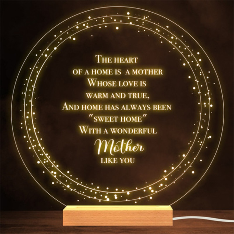 Poem For Mum Mother’s Day Round Personalised Gift Lamp Night Light – The Card Zoo