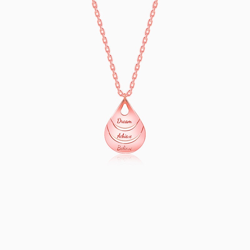 Rose Gold Personalised Dreamy Teardrop Pendant With Link Chain