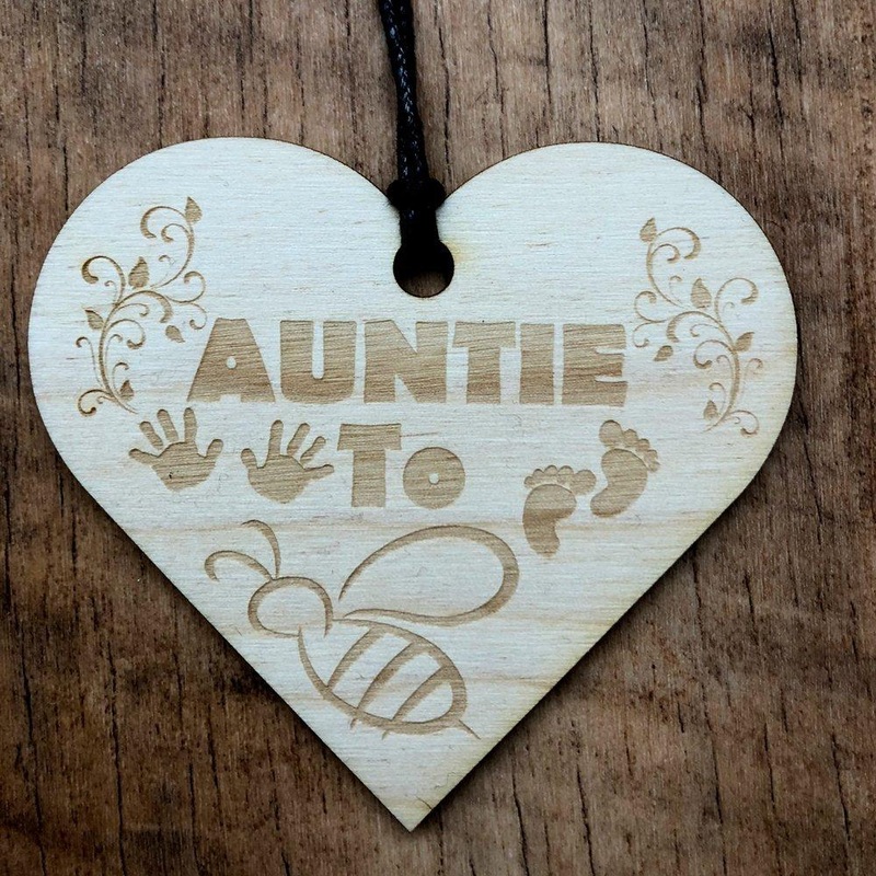 Auntie To Be Wooden Hanging Heart Plaque Gift