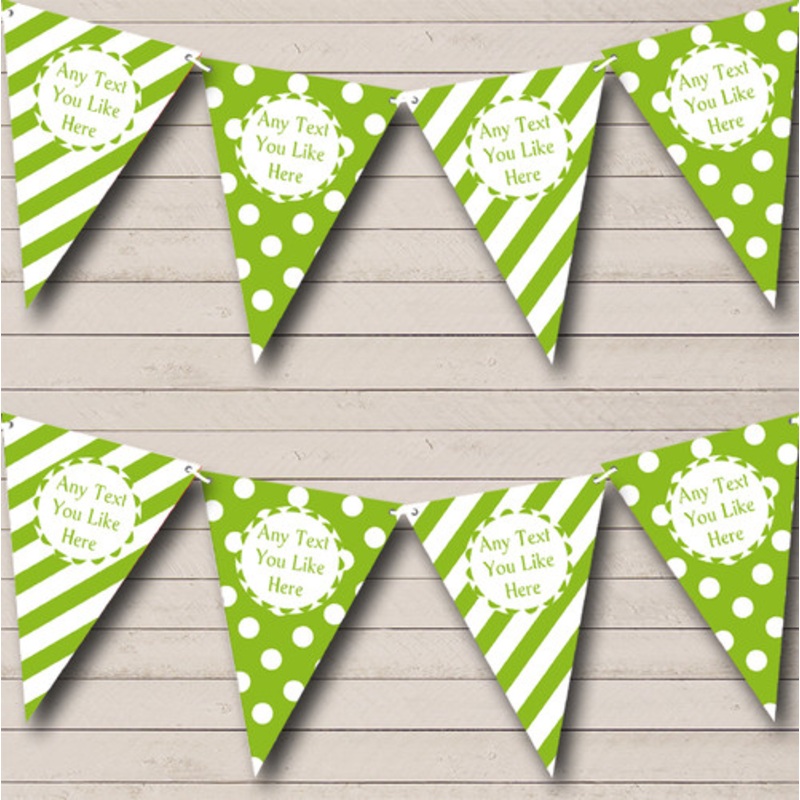 Big Spots and Stripes Green Personalised Children’s Birthday Party Bunting – The Card Zoo