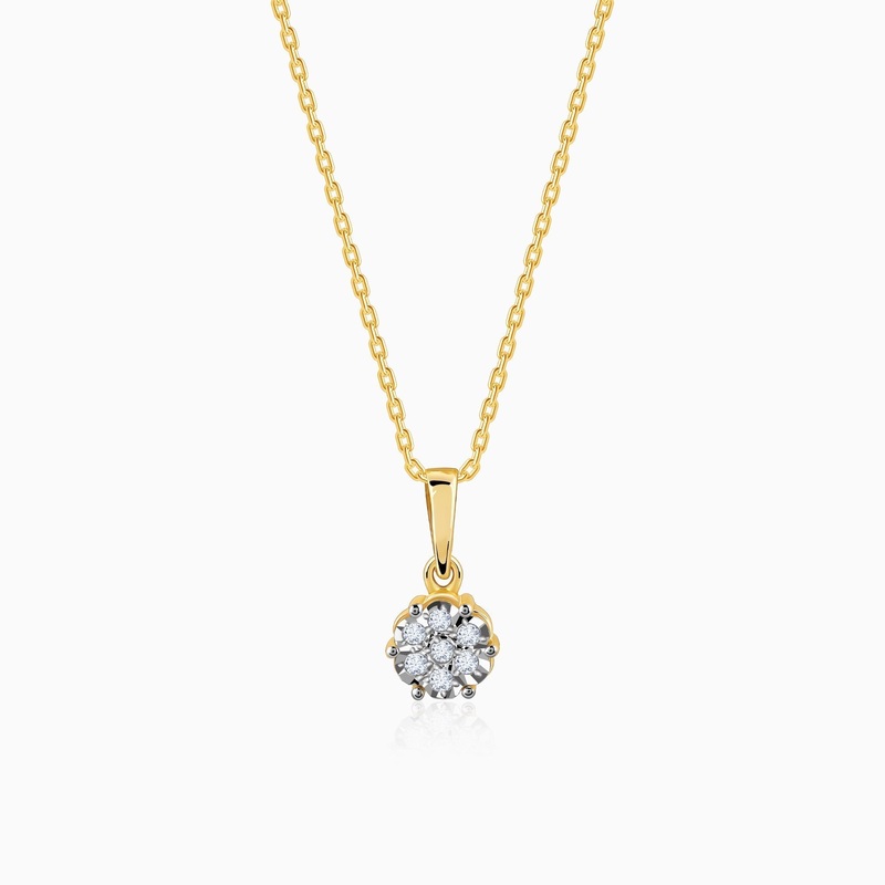 Gold Dazzling Floral Lab Grown Diamond Pendant