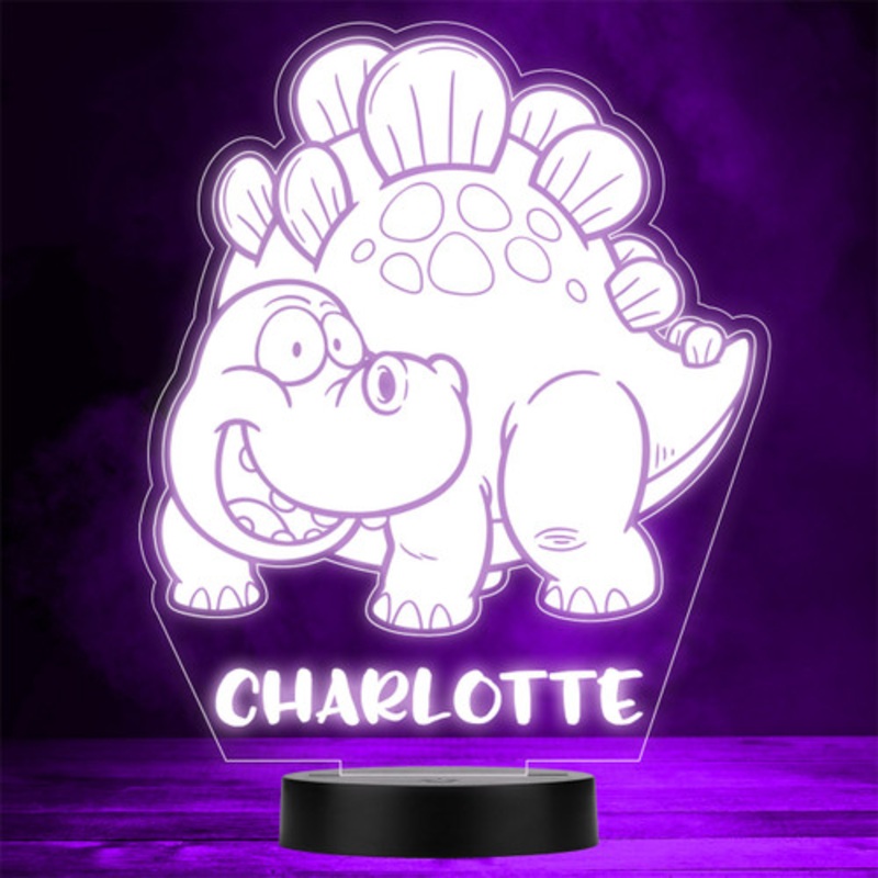 Kids Cute Dinosaur Stegosaurus Smiling LED Personalised Gift Night Light – The Card Zoo
